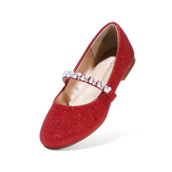 Girl's Strap Mary Jane Ballerina Flats - RED GLITTER -  0